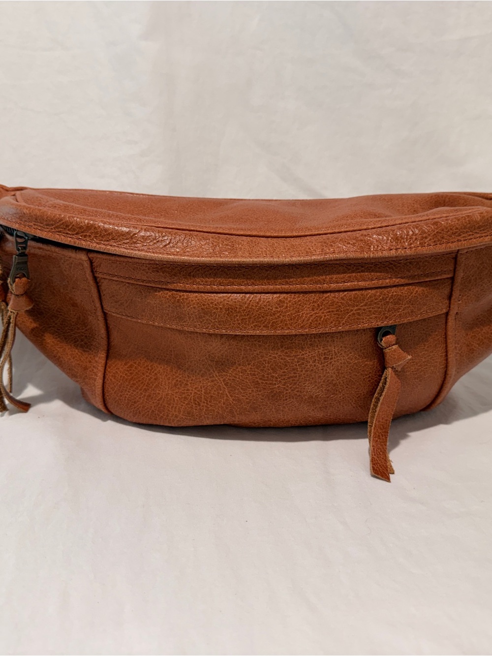 Women's Cognac Leather Crossbody Waist Bag - Everyday Hands-Free